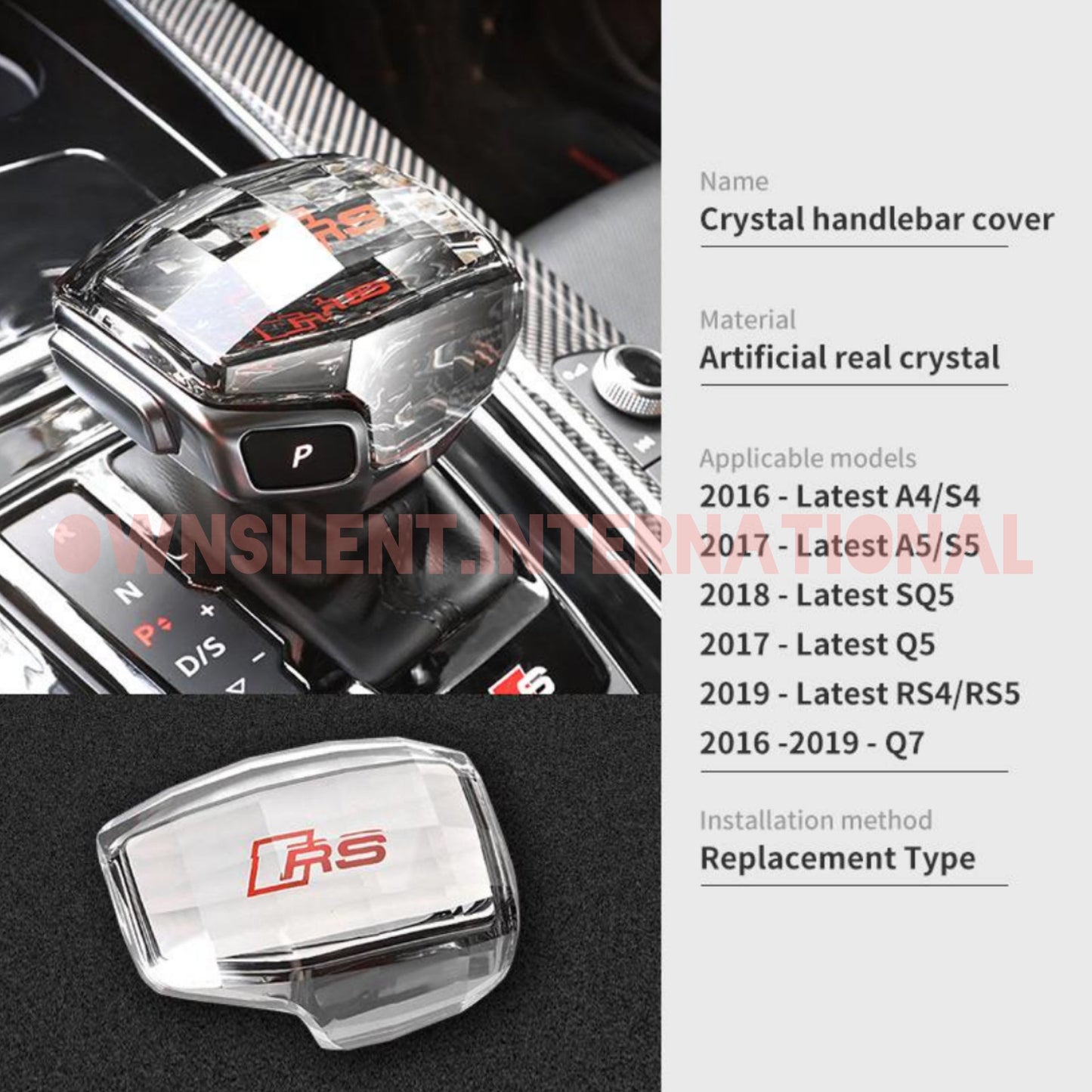 Artificial Real Crystal AUDI 2016+ A4 /A5 / S4 / S5 / SQ5 / S5 / RS4 / RS5 / Q7  Crystal Handlebar Cover Replacement Type