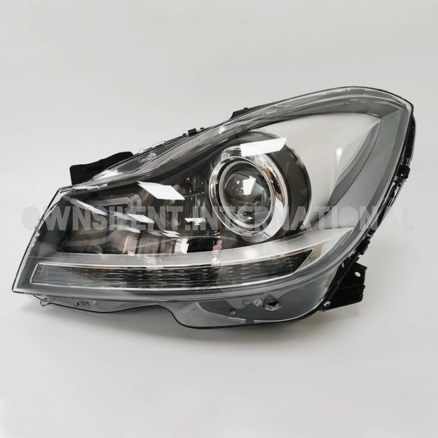 W204 Headlight Upgrade DRL LED Tube Projector Fits For 2012-2014 Mercedes C180, C250, C300, C350, C63