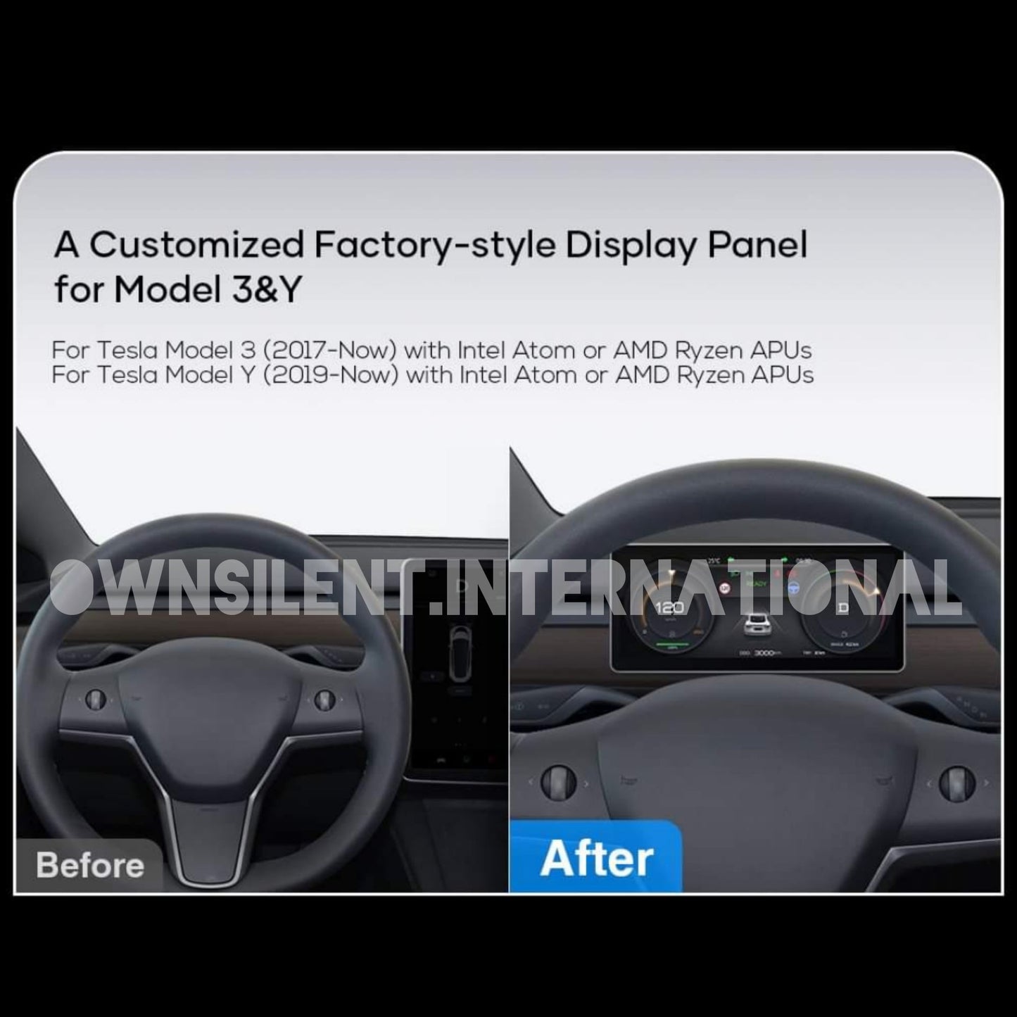 8.9" Digital Instrument Panel for Tesla Model 3 and Model Y Supports Wireless CarPlay and Full-featured Android Auto