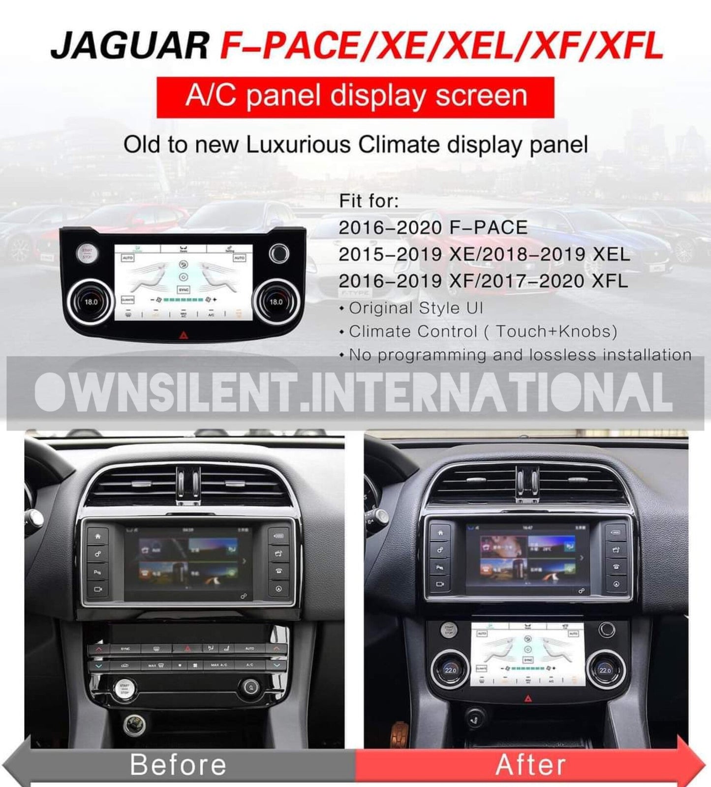 Air conditioner climate control Board IPS full touch Panel   For Jaguar FPace XE XEL XF