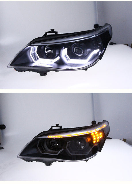 2pcs LED head lamp For BMW E60 520i 523i 525i 530i headlights 2003-2010 Angel Eye LED HeadLamp Fog Light Day Running Light
