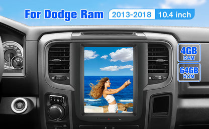 Car Radio Stereo Compatible for Dodge Ram 2013-2018 1500 2500 3500 10.4 Inch T Style with CarPlay Andriod Auto GPS Navigation