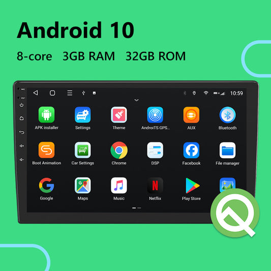 10.1” Universal Android Stereo CarPlay DSP 1280x720 Resolution