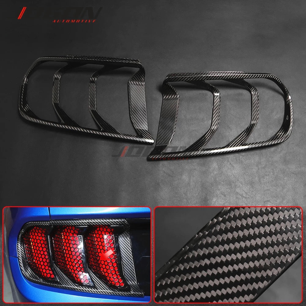 Ford Mustang 2015-20 Rear Bumper Fog Taillight Decoration Taillight lamp frame cover carbon Fiber